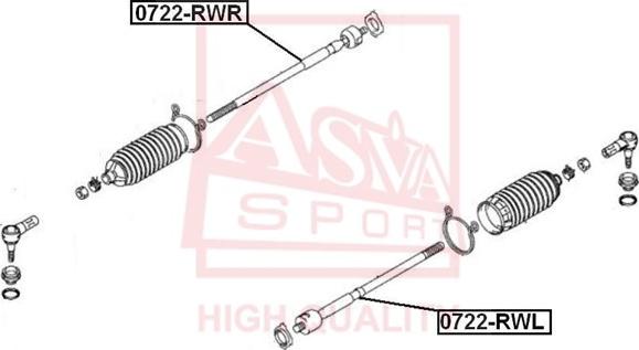 ASVA 0722-RWL - Aksiālais šarnīrs, Stūres šķērsstiepnis www.autospares.lv