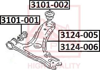 ASVA 3101-001 - Сайлентблок, рычаг подвески колеса www.autospares.lv