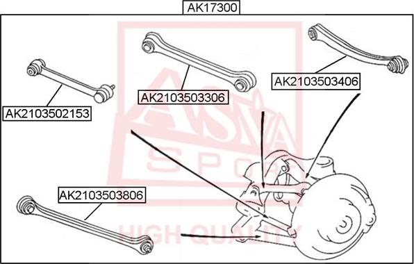 ASVA AK17300 - Sviru komplekts, Riteņa piekare www.autospares.lv