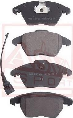 ASVA AKD-23105 - Тормозные колодки, дисковые, комплект www.autospares.lv