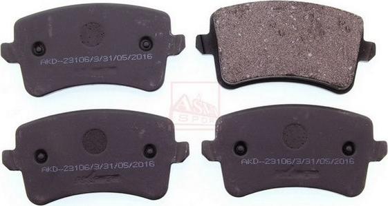 ASVA AKD-23106 - Bremžu uzliku kompl., Disku bremzes www.autospares.lv