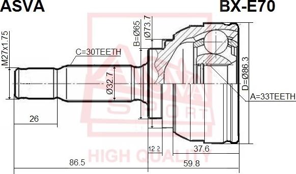 ASVA BX-E70 - Joint Kit, drive shaft www.autospares.lv