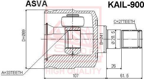 ASVA KAIL-900 - Šarnīru komplekts, Piedziņas vārpsta www.autospares.lv