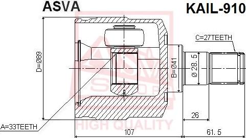 ASVA KAIL-910 - Šarnīru komplekts, Piedziņas vārpsta www.autospares.lv