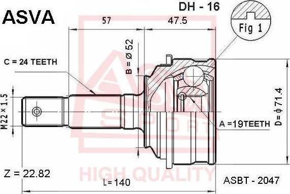 ASVA DH-16 - Šarnīru komplekts, Piedziņas vārpsta autospares.lv