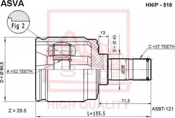 ASVA HNIP-516 - Šarnīru komplekts, Piedziņas vārpsta www.autospares.lv