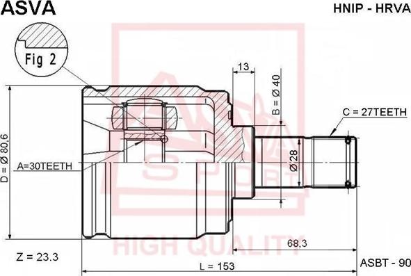 ASVA HNIP-HRVA - Šarnīru komplekts, Piedziņas vārpsta www.autospares.lv