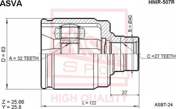 ASVA HNIR-507R - Šarnīru komplekts, Piedziņas vārpsta www.autospares.lv