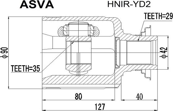 ASVA HNIR-YD2 - Šarnīru komplekts, Piedziņas vārpsta www.autospares.lv