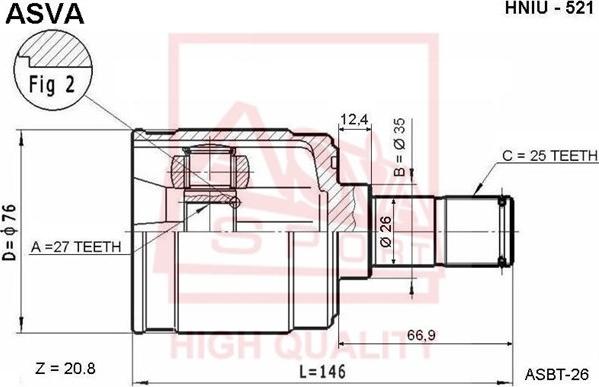 ASVA HNIU-521 - Joint Kit, drive shaft www.autospares.lv