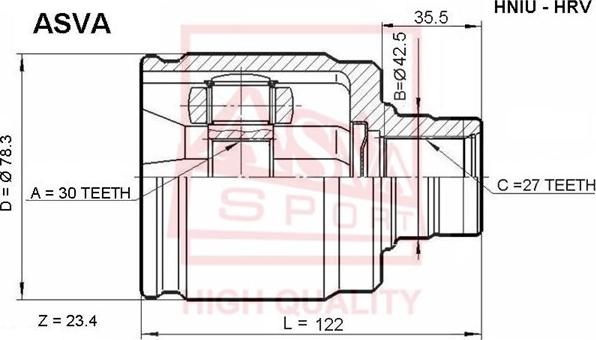 ASVA HNIU-HRV - Šarnīru komplekts, Piedziņas vārpsta www.autospares.lv