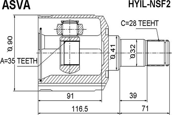 ASVA HYIL-NSF2 - Šarnīru komplekts, Piedziņas vārpsta www.autospares.lv