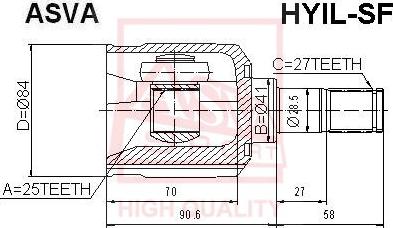 ASVA HYIL-SF - Šarnīru komplekts, Piedziņas vārpsta www.autospares.lv