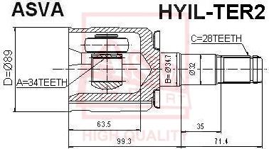 ASVA HYIL-TER2 - Šarnīru komplekts, Piedziņas vārpsta www.autospares.lv