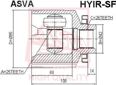 ASVA HYIR-SF - Šarnīru komplekts, Piedziņas vārpsta www.autospares.lv