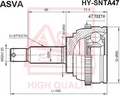 ASVA HY-SNTA47 - Šarnīru komplekts, Piedziņas vārpsta www.autospares.lv