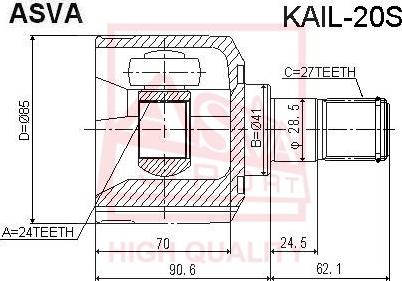 ASVA KAIL-20S - Šarnīru komplekts, Piedziņas vārpsta www.autospares.lv