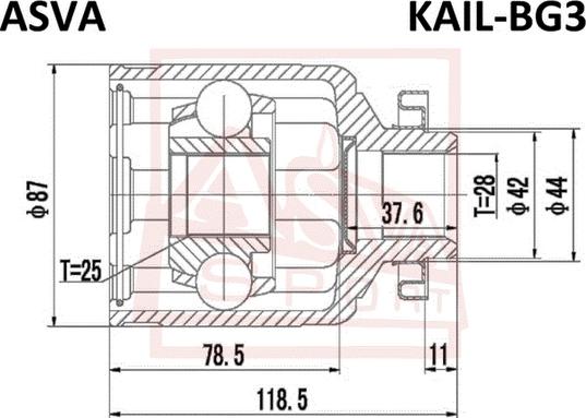 ASVA KAIL-BG3 - Šarnīru komplekts, Piedziņas vārpsta www.autospares.lv