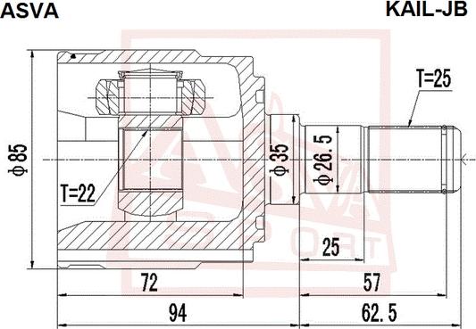 ASVA KAIL-JB - Шарнирный комплект, ШРУС, приводной вал www.autospares.lv