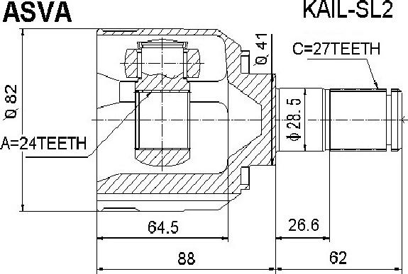 ASVA KAIL-SL2 - Šarnīru komplekts, Piedziņas vārpsta autospares.lv