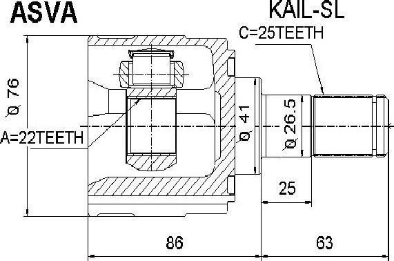 ASVA KAIL-SL - Шарнирный комплект, ШРУС, приводной вал www.autospares.lv