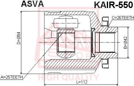 ASVA KAIR-550 - Šarnīru komplekts, Piedziņas vārpsta www.autospares.lv