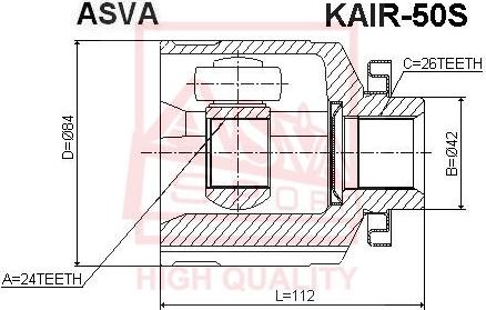 ASVA KAIR-50S - Šarnīru komplekts, Piedziņas vārpsta www.autospares.lv