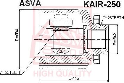 ASVA KAIR-250 - Šarnīru komplekts, Piedziņas vārpsta www.autospares.lv