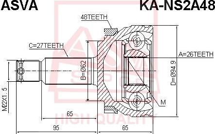 ASVA KA-NS2A48 - Šarnīru komplekts, Piedziņas vārpsta www.autospares.lv