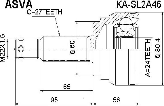 ASVA KA-SL2A46 - Šarnīru komplekts, Piedziņas vārpsta autospares.lv