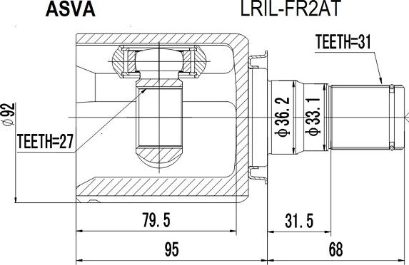 ASVA LRIL-FR2AT - Šarnīru komplekts, Piedziņas vārpsta www.autospares.lv