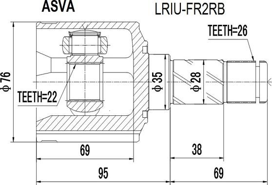 ASVA LRIU-FR2RB - Šarnīru komplekts, Piedziņas vārpsta www.autospares.lv