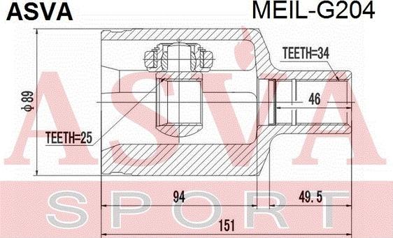 ASVA MEIL-G204 - Šarnīru komplekts, Piedziņas vārpsta www.autospares.lv