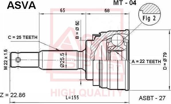 ASVA MT-04 - Šarnīru komplekts, Piedziņas vārpsta autospares.lv