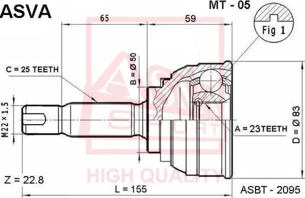 ASVA MT-05 - Šarnīru komplekts, Piedziņas vārpsta autospares.lv