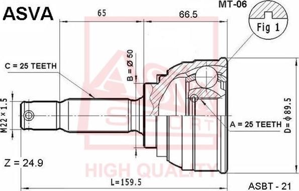 ASVA MT-06 - Šarnīru komplekts, Piedziņas vārpsta www.autospares.lv