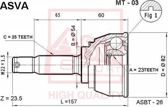 ASVA MT-03 - Šarnīru komplekts, Piedziņas vārpsta www.autospares.lv