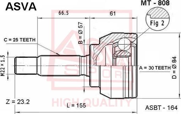 ASVA MT-808 - Šarnīru komplekts, Piedziņas vārpsta autospares.lv