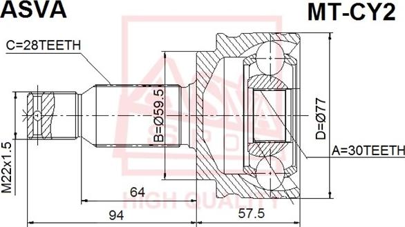 ASVA MT-CY2 - Šarnīru komplekts, Piedziņas vārpsta www.autospares.lv