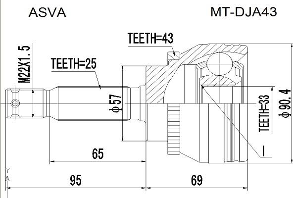 ASVA MT-DJA43 - Šarnīru komplekts, Piedziņas vārpsta www.autospares.lv