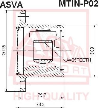 ASVA MTIN-P02 - Šarnīru komplekts, Piedziņas vārpsta www.autospares.lv