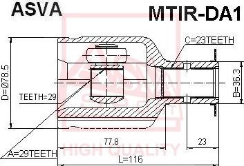 ASVA MTIR-DA1 - Šarnīru komplekts, Piedziņas vārpsta www.autospares.lv