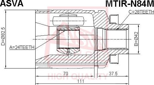 ASVA MTIR-N84M - Šarnīru komplekts, Piedziņas vārpsta www.autospares.lv