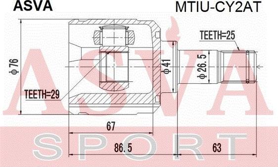 ASVA MTIU-CY2AT - Šarnīru komplekts, Piedziņas vārpsta www.autospares.lv