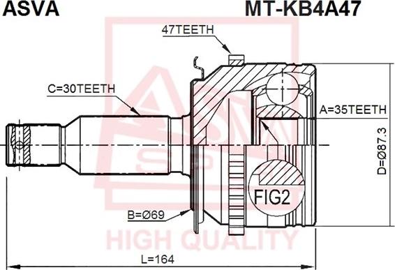 ASVA MT-KB4A47 - Šarnīru komplekts, Piedziņas vārpsta autospares.lv