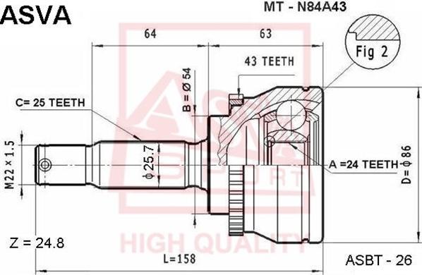 ASVA MT-N84A43 - Joint Kit, drive shaft www.autospares.lv