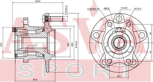 ASVA MTWH-GA2MR - Wheel Hub www.autospares.lv