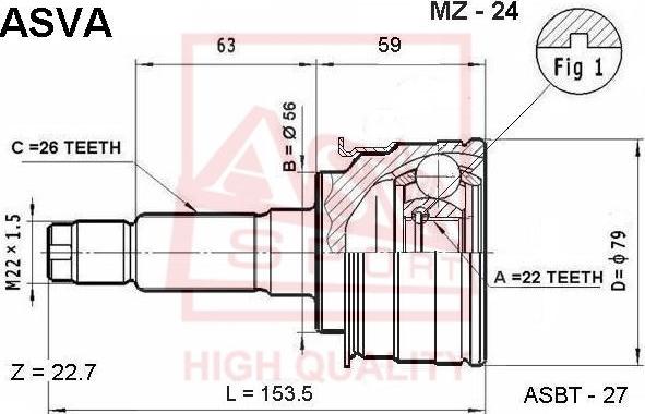 ASVA MZ-24 - Šarnīru komplekts, Piedziņas vārpsta www.autospares.lv