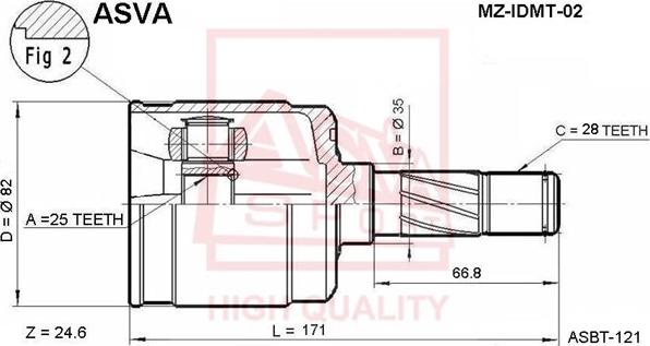 ASVA MZ-IDMT-02 - Šarnīru komplekts, Piedziņas vārpsta www.autospares.lv