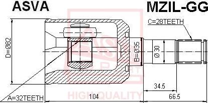 ASVA MZIL-GG - Šarnīru komplekts, Piedziņas vārpsta www.autospares.lv